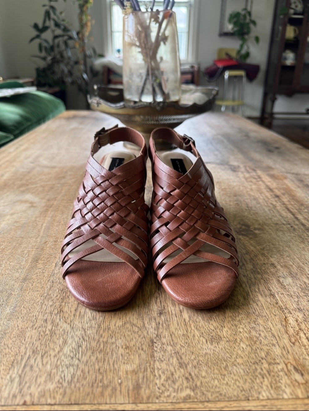 Steven By Steve Madden Copper Brown Woven Slingback Sandals